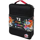 TBC The Best Crafts 72 Colors Dual Tip Acrylic Paint Markers, Double zipper design Topgrade Canvas bag,Waterproof, Non-Toxic, odorless, Suitable for Paper,Pottery, Stones, Glass,outdoor painting