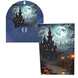 DDTKLSNV Tarjeta de agradecimiento con sobres, tarjetas de felicitación de 4 x 6 pulgadas, castillo sombrío y bruja para todas las ocasiones, tarjetas de notas pensando en ti, para Navidad, vacaciones