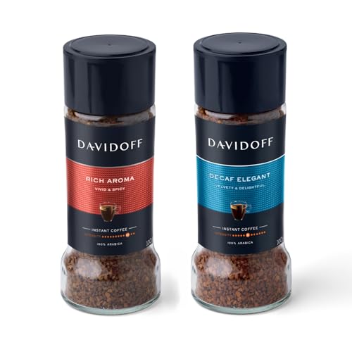 Image of Davidoff Instant Coffee - Premium Gift Pack Tin - Rich Aroma,100g and Decaf Elegant, 100g, Instant Coffee, Granules.