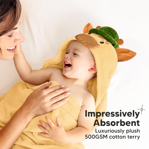 Image of KeaBabies Organic Baby Towel with Hood for Girls, Boys, Soft (Gigi) | Absorbent 100% Cotton Hooded Baby Towels for Newborns, Infants, Large Hooded Bath Towels for Babies, Kids, Toddler 1-3