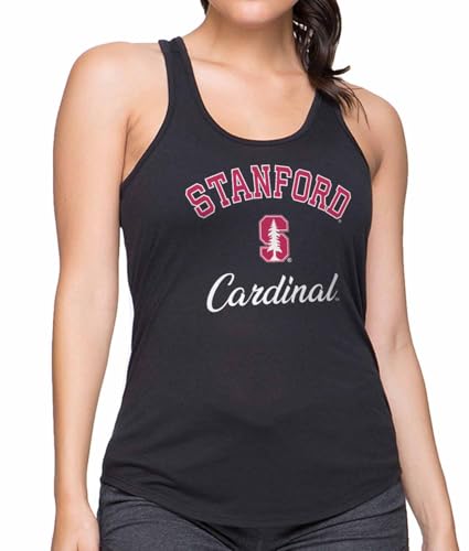 COLOSSEUM NCAA Womens Tag-Less Ultra Soft Tailgate Tank Top, Ladies Campus Racerback, Officially Licensed (Stanford Cardinal - Black Heather, Large)