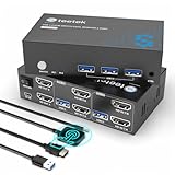 USB 3.0 HDMI KVM Switch 2 Monitors 2 Computers, 4K@60Hz KVM Switches for 2 Computers Sharing 2 Monitor Keyboard Mouse Hard Drives Printer, with EDID Adaptive, 2USB Cable and Controller