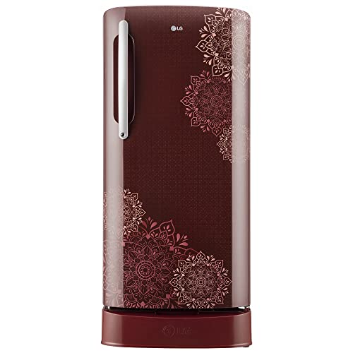 Image of LG 204 L 5 Star Direct-Cool Inverter Single Door Refrigerator Appliance (??GL-D211HRRZ, Ruby Regal, Base Stand with Drawer & Smart Connect, 2022 Model)