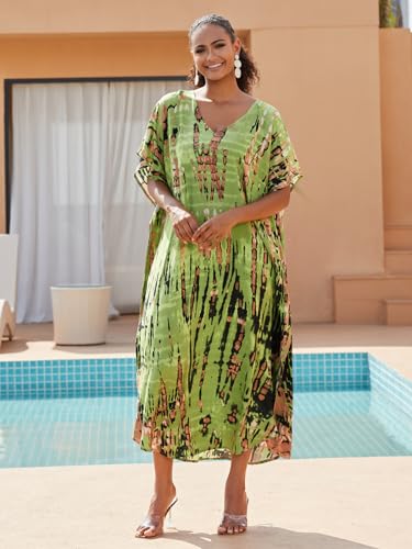 Image of Kaftan Dresses for Women Plus Size Bathing Suit Cover up Caftan Maxi Beach Dresses