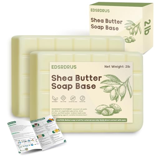 2lb Glycerin Soap Base - Scented Melt and Pour Soap Base for DIY Crafting Easy to Cut Vegan and Cruelty-Free Moisturizing and Gentle on Skin Perfect for Soap Making Supplies (Shea Butter 2 Pound)