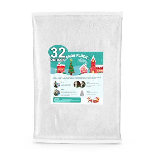 TIME4DEALS Instant Snow Powder 32 Ounces Fake Artificial Snow Flock Magic Snow Decorations Fake Snow for Crafts Xmas Tree Christmas Village Snow Globes Winter Displays Decor Indoor