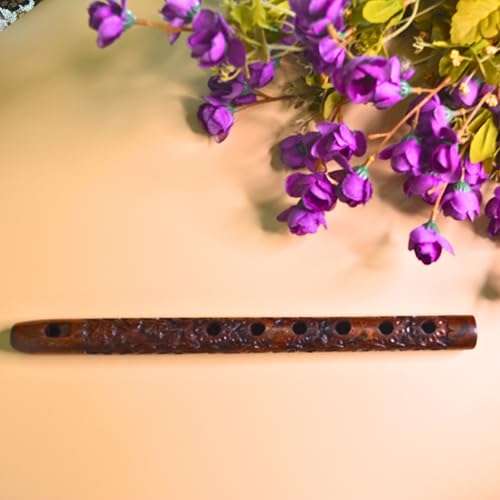 Image of Handmade Wooden Musical Flute (33x2.5x2 Cm) Elegant Brown Basuri For Shri Krishna Statue, Ideal Musician Premium Mouth Bansuri Instrument For Kanha Devotees And Music Enthusiasts