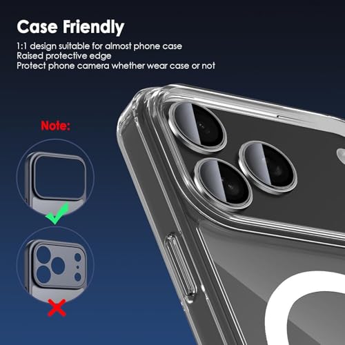 Image of Camera Lens Protector Compatible with iPhone 17 Pro / 17 Pro Max - 9H Tempered Glass Lens Guard, HD Clear, Anti-Scratch, Anti-Drop Camera Protection Ring, Aluminum Alloy, Black
