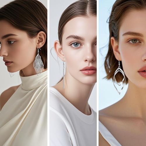 ESRICH 20 Pairs Gold Earrings for Women,Silver Earring,Earrings for Women,Dangle Earrings for Womem 5