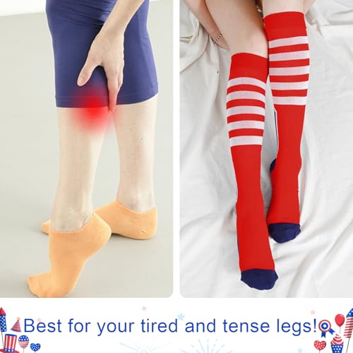 Image of Junely Compression Socks for Women Knee High Festival for Running Athletic Nurses Pregnant Women Work Support Travel Flight