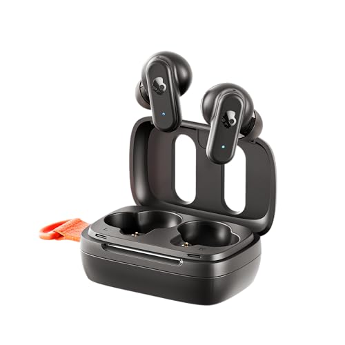 Skullcandy Dime 3 Wireless Earbuds, Bluetooth Headphones, Noise Isolating Fit, Up to 20 Hours Battery, Microphone for iPhone Android, Easy Carry with Integrated Lanyard - True Black