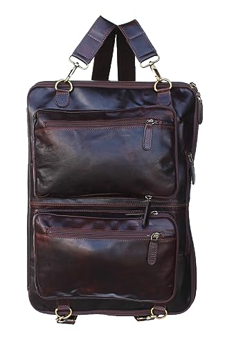 CHALLENGER Handcrafted Full-Grain Crushed Brown Leather Travel Utility Bag for Men Women 18SKB43BR2