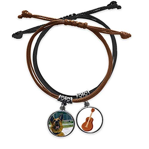 Pulsera de perro mascota cadena cuero guitarra joyeria casual de moda