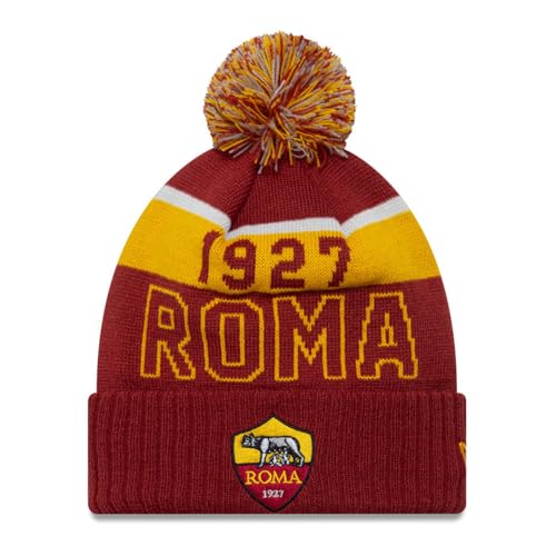 Bonnet AS Roma New Era avec pompon idéal pour les matchs en hiver