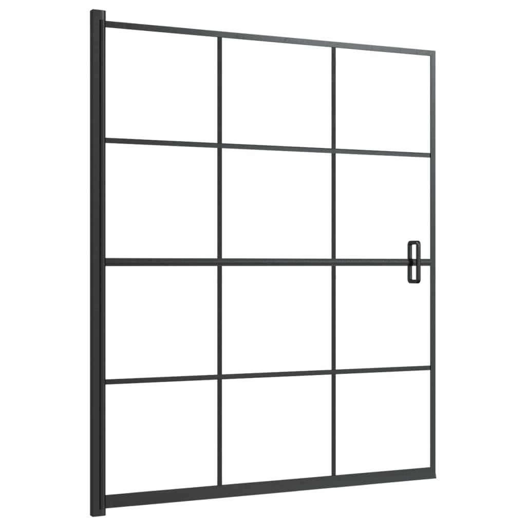 Mampara de ducha de 116 x 140 cm, de cristal de seguridad ESG con rejilla negra, accesorio de bañera plegable