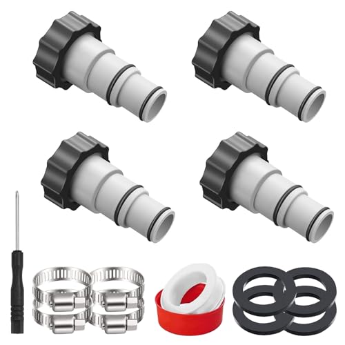 GothicBride Poolschlauch Adapter für Intex 32 auf 38mm Pool Schlauchadapter Pool Schlauch Adapter für 1500-4000 GPH Pumpen Ersatzteil für Aufstellpools (Weiß)