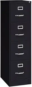 Scranton & Co 4 Drawer Metal Vertical File Cabinet with Lock, 22" Deep, Letter Size, Home/Office, Preassembled, Commercial Grade, Black Finish