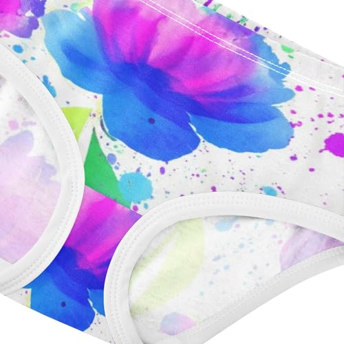 Colorful Girls Underwear Toddler 2t Cotton Girl Panties Cute Watercolor Flowers Purple Blue Briefs Underpants4