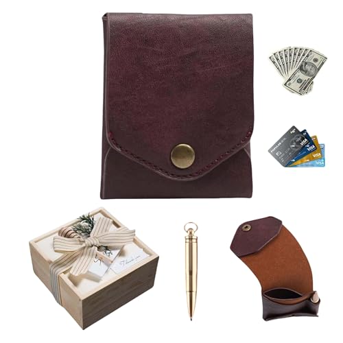 2025 Vintage Handmade Leather Wallets, Slim Minimalist Men's Wallet, Bifold Wallet with Pen Slot for Daily, Business, Travel（1set）