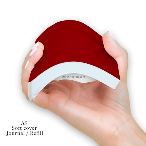 Image of NEORAH - A5 Notebook SOFT COVER | Organiser REFILL | Unruled Notebook Journal | 110 GSM | 160 pages (Size 21 cm x 14.8 cm) Planner Journaling Writing Note Taking Diary, Travellers Journal- RED