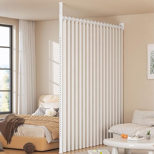 Rideaux de séparation réglables sans perçage blancs pour chambre et studio - 2