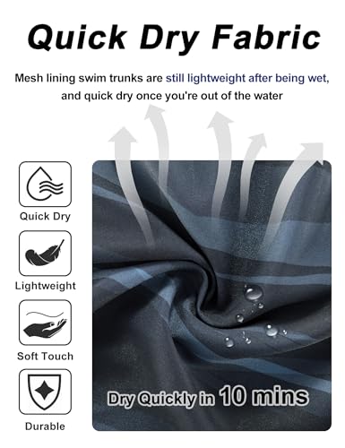 Image of BOJIN Mens Swim Trunks 9 inch Quick Dry Stretch Swim Shorts Mesh Lining Bathing Suits Swimwear Beach Shorts with Pockets