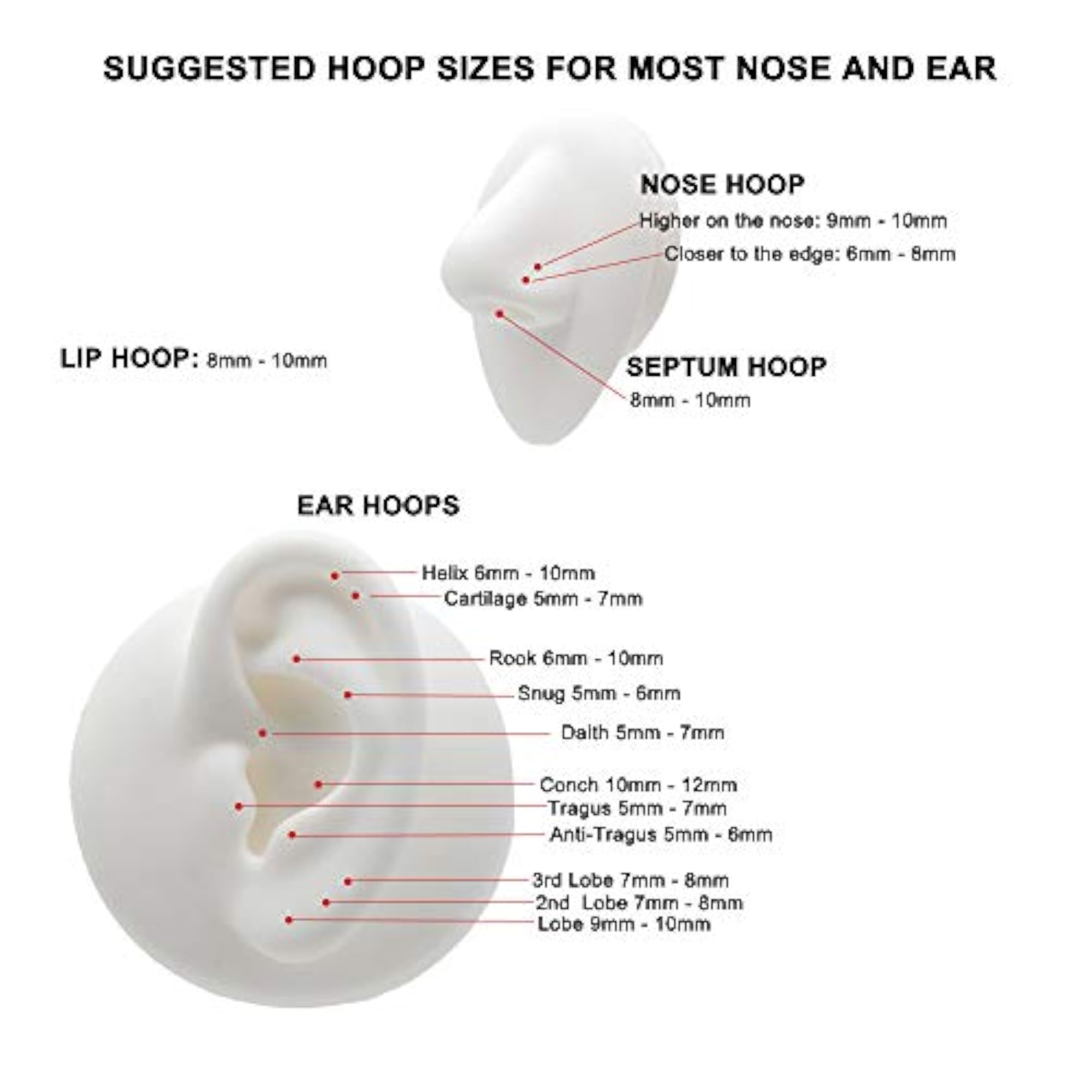 316L Surgical Steel Hinged Nose Rings Hoop Set