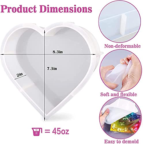 DINGFENG Large Heart Resin Mould - Deep Silicone Flower Preservation for Resin Casting, White - Image 4