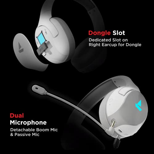 Image of boAt Immortal IM 1300 Wireless Gaming Headphones with 2.4GHz Ultra Low Latency Mode(Upto 35ms), 3D Spatial Audio, Signature Sound, BT v5.1, Dual Mics, Dongle Slot(White Sabre), (Immortal IM1300)