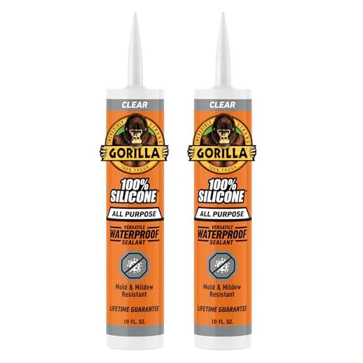 Gorilla 100% Silicone Waterproof Caulk, Clear, 10 oz Cartridge, 2-Pack