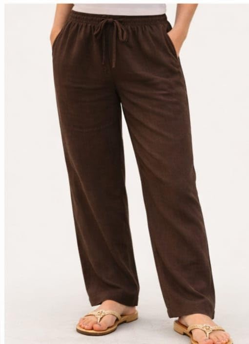 Image of Women Drawstring Waist Pants Casual Fit |Solid Pattern | Bottom Wear