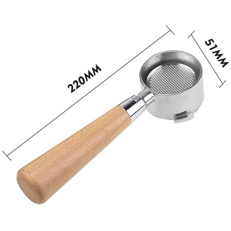 Image of Radha Creation 51MM 3 Ear Portafilter with Wooden Handle, Stainless Steel, for Agaro, Wonderchef, Morphy Richards, Inalsa & More | Not Compatible with De'Longhi
