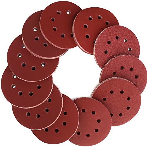 140 PCS 5 Inch 8 Hole Hook and Loop Sanding Discs, Random Orbital Sander Pads Sandpaper, 11 Grades Include 40, 60, 80, 120, 180, 240, 320, 400, 600, 800, 1000 Assorted Grits Sandpaper, by PHSZZ