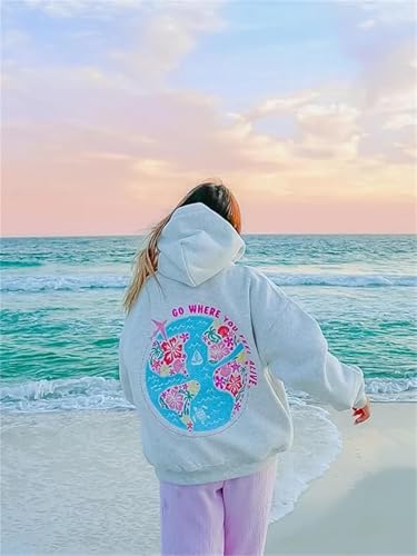 Y2K Hoodie Women Teen Girls,Puff Graphic Oversized Cute Preppy Sweatshirt,Floral Embroidered Preppy Clothes2