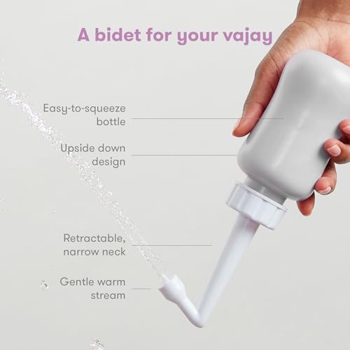 Image of Frida Mom Upside Down Peri Bottle Sprayer, Perineal Care & Postpartum Recovery, Portable Travel Bidet & Perineal Cleanser with Travel Bag, Postpartum Essential, Gray