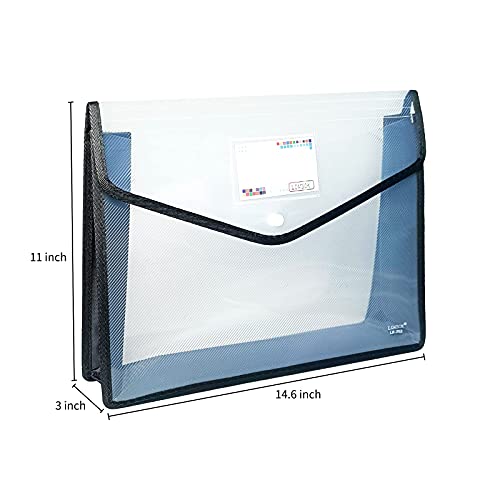 Yoeejob Plastic File Folders Legal Size Expandable Document Folder With Snap Button Closure, B4 Expanding File Wallet Envelopes Pouch With Label Pocket, 2 Packs, Black #TOP4