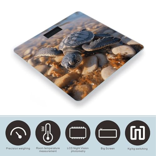 Balanzas digitales con diseño de tortuga bebé y vidrio templado miniatura 3