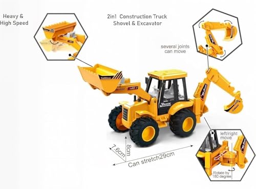 Image of Jack Royal Bulldozer Friction Truck Construction Vehicle Friction 180 Rotatable Excavator Toy Big Wheel Heavy Duty Unbreakable Toy for Kids