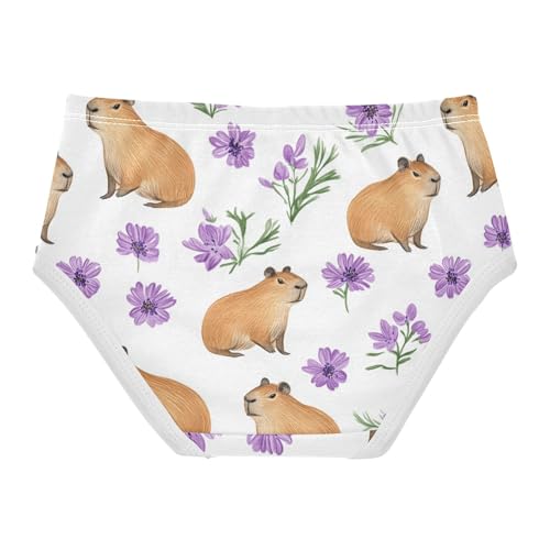 Wusikd Capybaras Girls' Underwear Cotton Purple Flowers Girls Briefs Soft Toddler Underwear 2T2