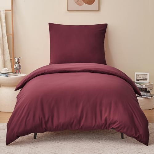 RUIKASI Bettwäsche 155x220 Rot 2teilig - Burgundy Mikrofaser Bettwäsche-Sets Oeko-TEX… – Ansicht 2