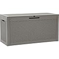 YITAHOME 60 Gallon Outdoor Storage Box, Large Water Resistant Resin Deck Box, Indoor Outdoor Lockable Rattan Storage Container for Patio, Garden, Cushions, Tools, Equipment (Taupe)