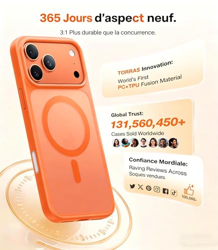 Coque iPhone 17 Pro Max TORRAS MagSafe orange antichoc
