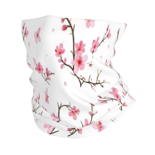 Cherry Blossoms Flowers Pattern Neck Gaiter Face Mask Scarf Bandana Head Wrap Uv Protection Balaclava For Sports