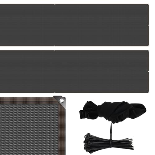2Pcs Balcony Privacy Screen with Reinforced Edge 1×3m Breathable Privacy Fence Screen Privacy Protective Mesh Shade Net Cover Easy to Install Mesh Fencing Cover with 20 Zip Ties for Yard Porch Patio