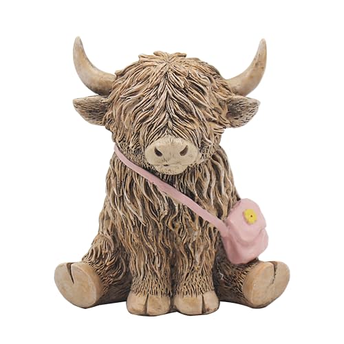 Lesser & Pavey Happy Highland Highland Cow Hand Bag Figurines Statues For Home Decor | Ideal Ornaments Friendship Gifts For Women & Men | Lovely Table Centerpiece & Living Room Accessories