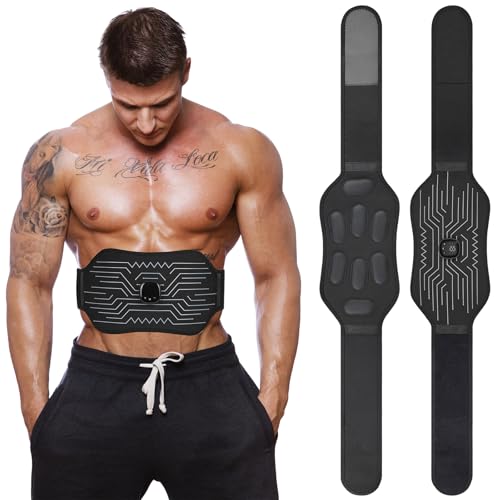 IGAVCPM FDA Cleared Abs Stimulator Muscle Toner - Abdominal Training Fitness Belt Portable Sport Exercise Workout Equipment (Black White)