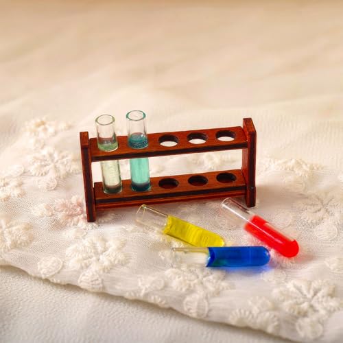 Tubes à essai miniatures colorés avec support bois décoratif de laboratoire
