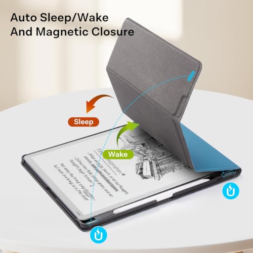 Image of CoBak Case for 11 inch Kindle Scribe 3rd Generation 2025, Kindle Scribe Colorsoft with Two Viewing Angles - All New PU Leather Cover with Auto Sleep Wake, Pen Holder. Royal Blue