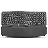 Perixx PERIBOARD-536B Ergonomische Kompakt-Tastatur mit Integriertem Nummernblock, Abnehmbare Handballenauflage, Leises Tippen, 417 × 238 × 29 mm, Schwarz, Deutsches QWERTZ-Layout (Kabelgebunden)