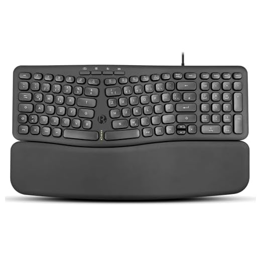 Perixx PERIBOARD-536B Ergonomische Kompakt-Tastatur mit Integriertem Nummernblock, Abnehmbare Handballenauflage, Leises Tippen, 417 × 238 × 29 mm, Schwarz, Deutsches QWERTZ-Layout (Kabelgebunden)